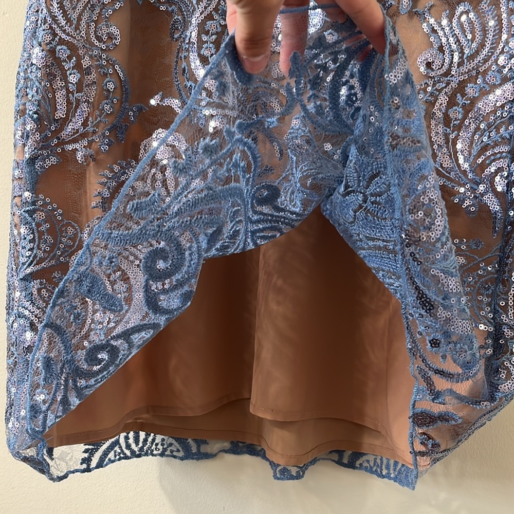 Free People Night Shimmers Mini Dress Blue Size 12 - Picture 10 of 13